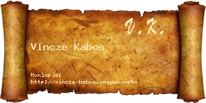 Vincze Kabos névjegykártya